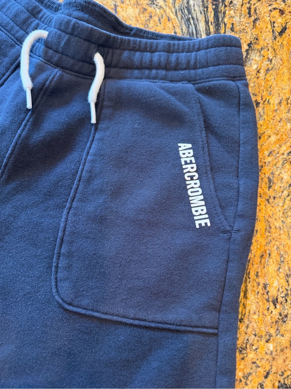 abercrombie kids black Fleece Jogger shorts with White Drawstring